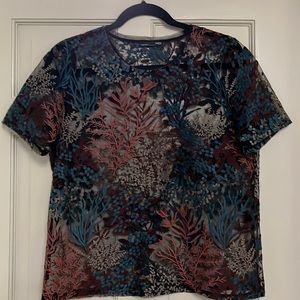 Sheer embroidered T